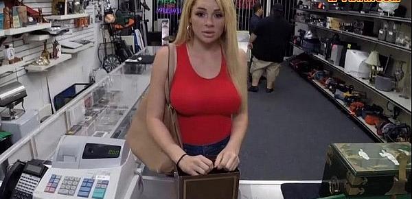  Big tits blonde babe screwed by pawn guy